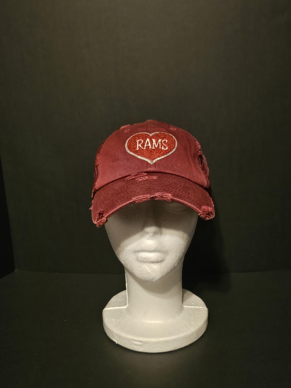 KBETHOS Vintage Dark Red Distressed Mesh-Interior Baseball Cap